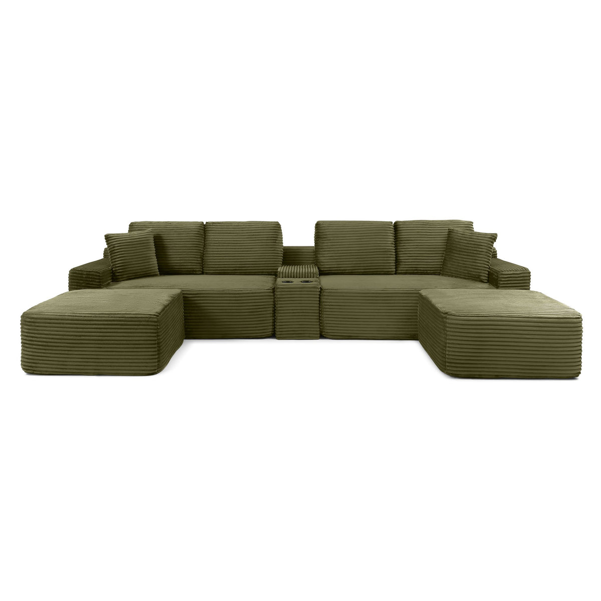 Corduroy Boneless Sectional — 4-Seat, 142"W — Green