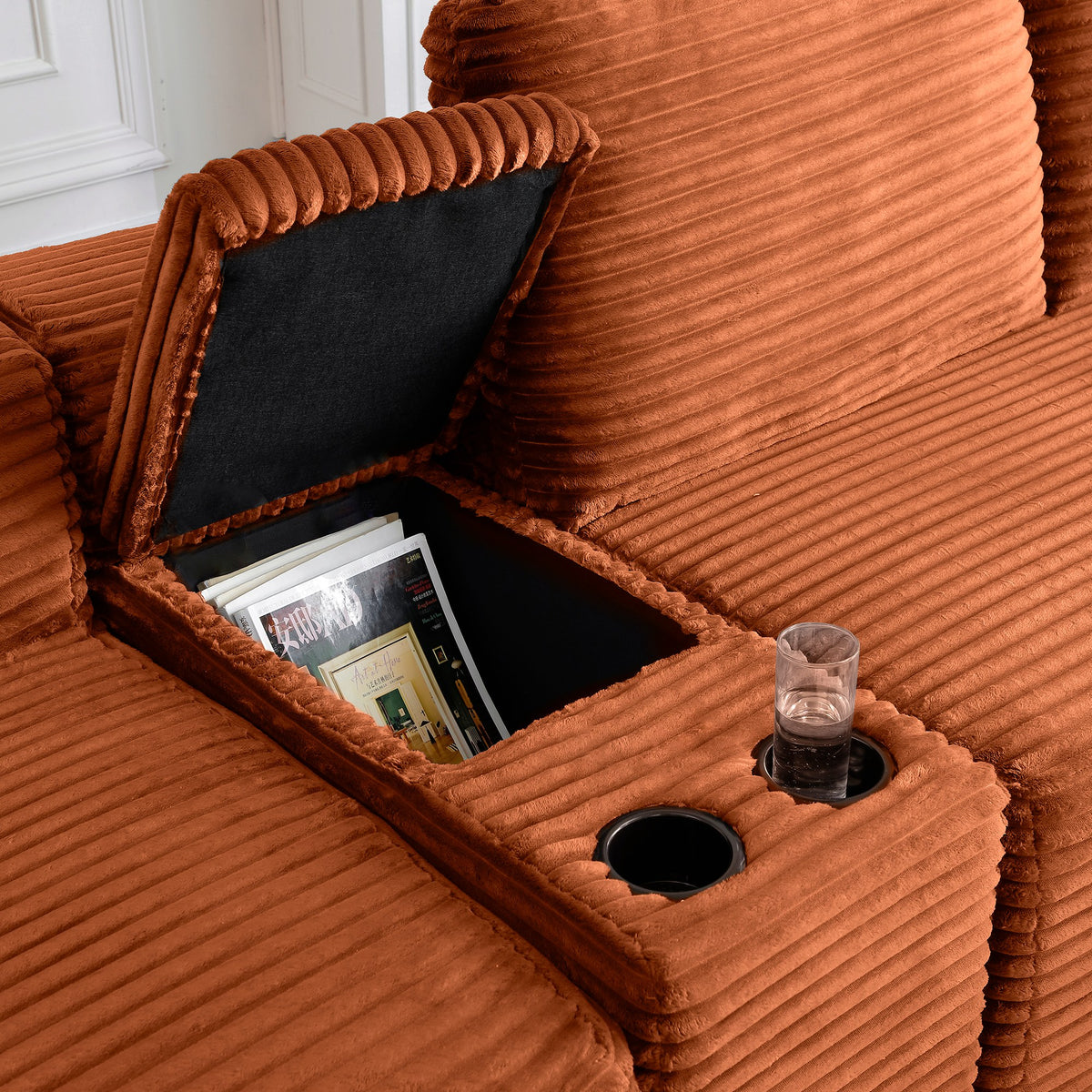 Corduroy Boneless Sectional — 4-Seat, 142"W — Orange
