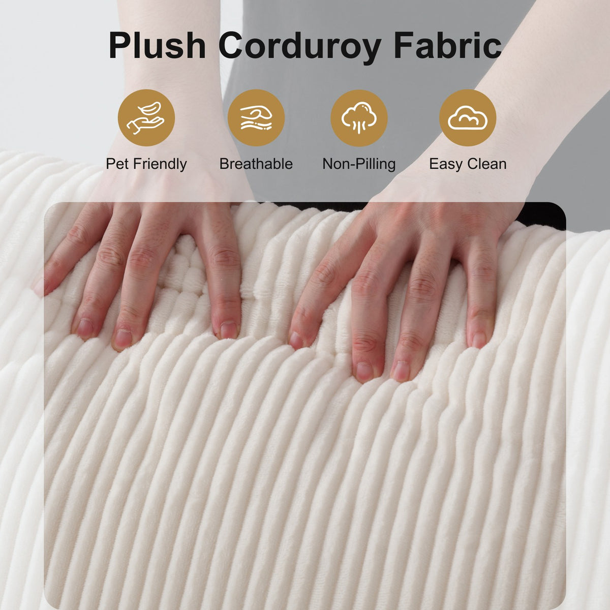 Corduroy Boneless Sectional — 6-Seat — White