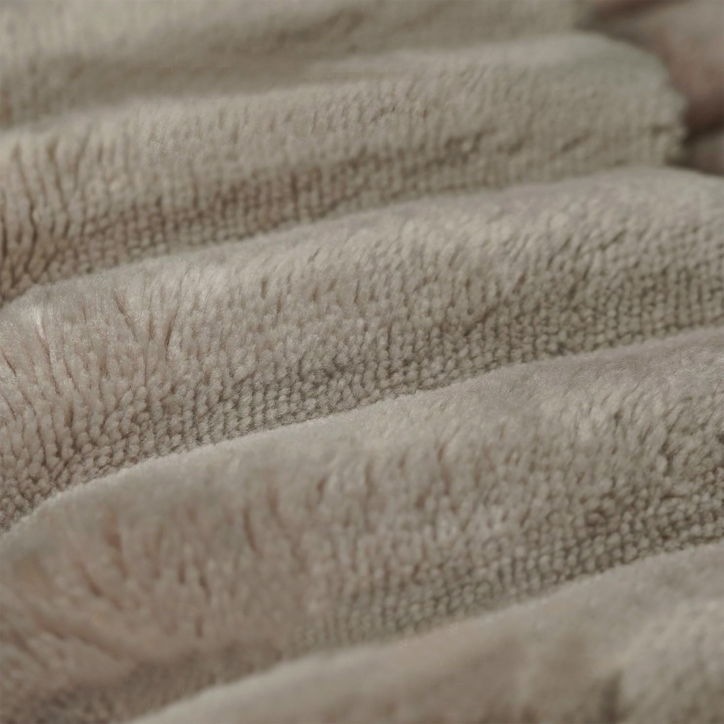 Close-up of the wide-wale camel corduroy fabric and channel stitching — Camel / 3-Seat