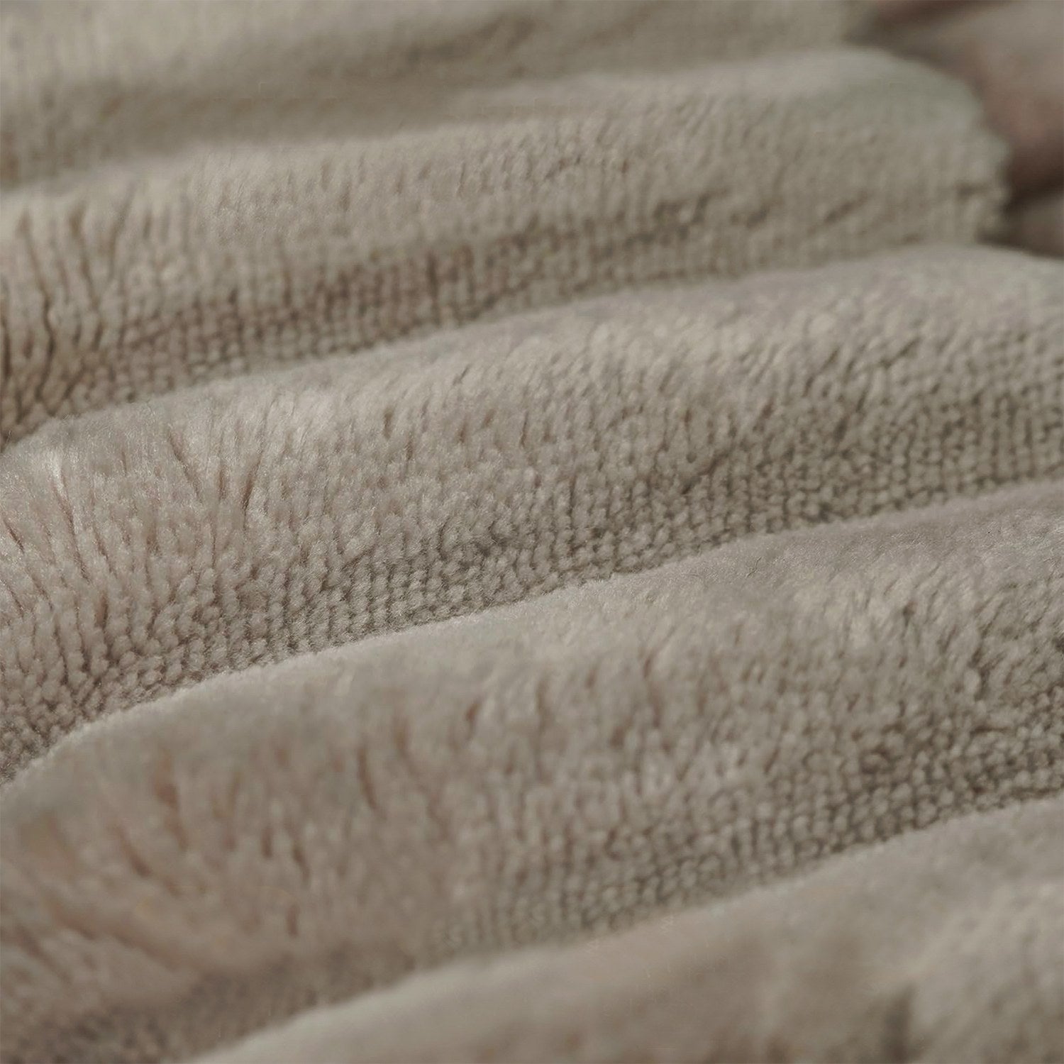 Close-up of the wide-wale camel corduroy fabric and channel stitching — Camel / 3-Seat