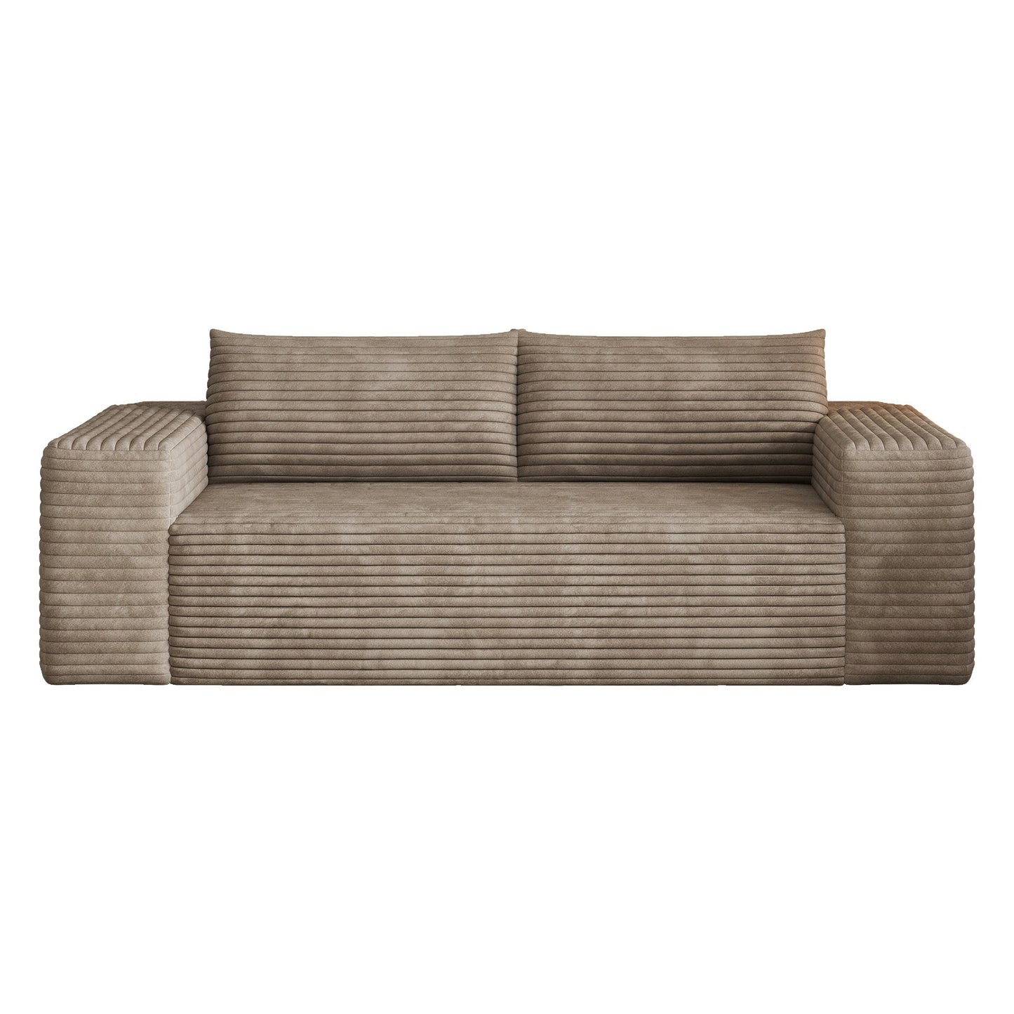 Camel corduroy boneless sofa front view on a white background, 3-seat 78.8-inch — Camel / 3-Seat