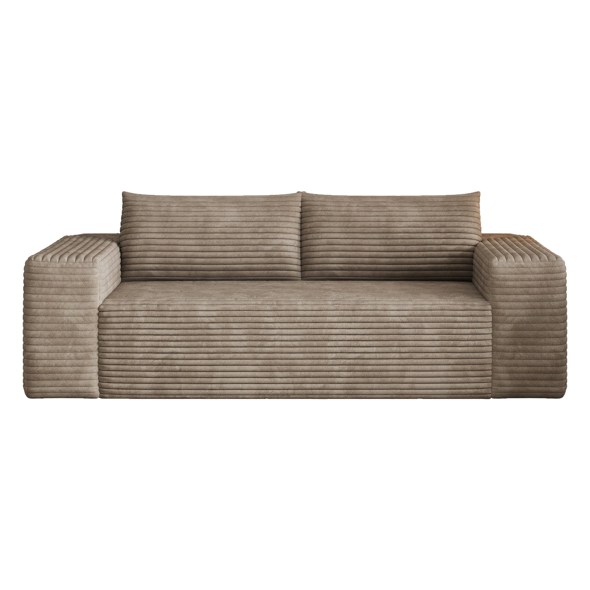 Camel corduroy boneless sofa front view on a white background, 3-seat 78.8-inch — Camel / 3-Seat