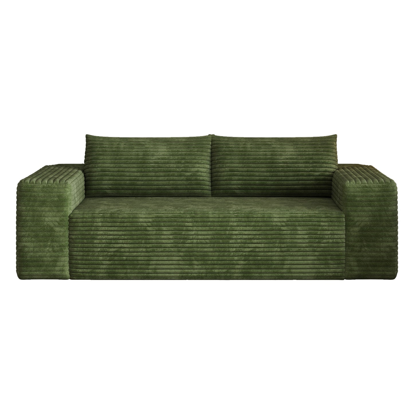 Green corduroy boneless sofa front view on a white background, 3-seat 78.8-inch — Green / 3-Seat