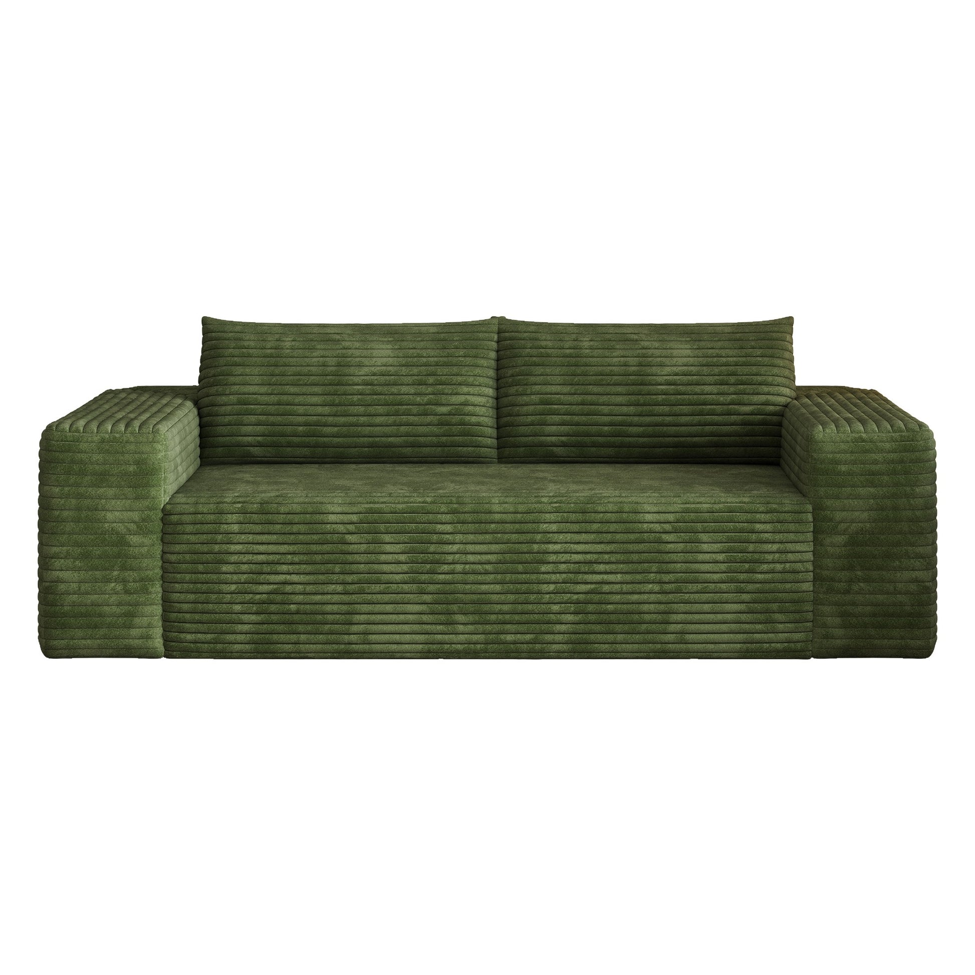 Green corduroy boneless sofa front view on a white background, 3-seat 78.8-inch — Green / 3-Seat