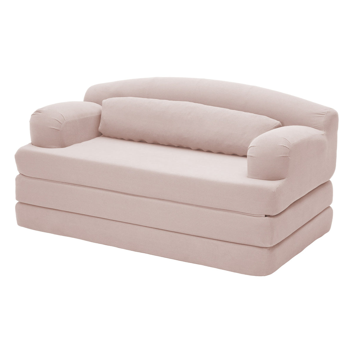 Corduroy Boneless Sofa Bed — 2-Seat, 57"W — Baby Pink