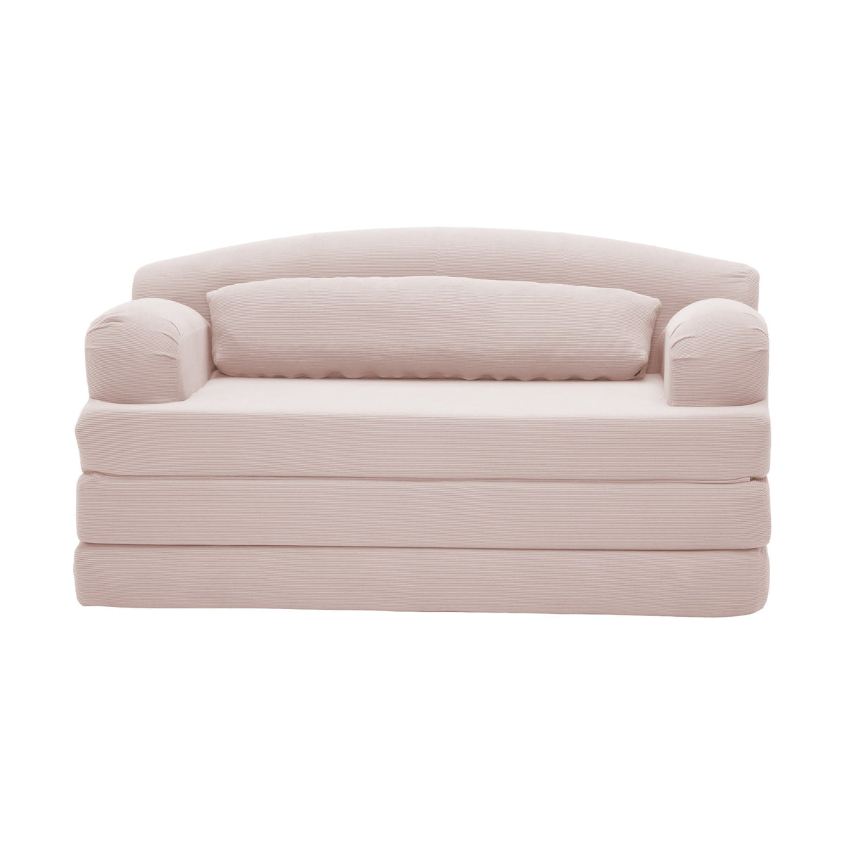 Corduroy Boneless Sofa Bed — 2-Seat, 57"W — Baby Pink