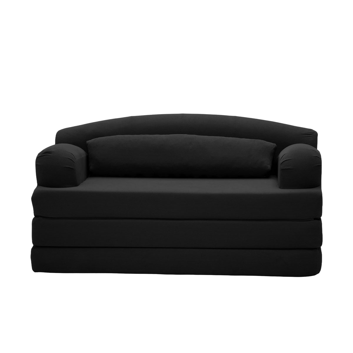 Corduroy Boneless Sofa Bed — 2-Seat, 57"W — Black