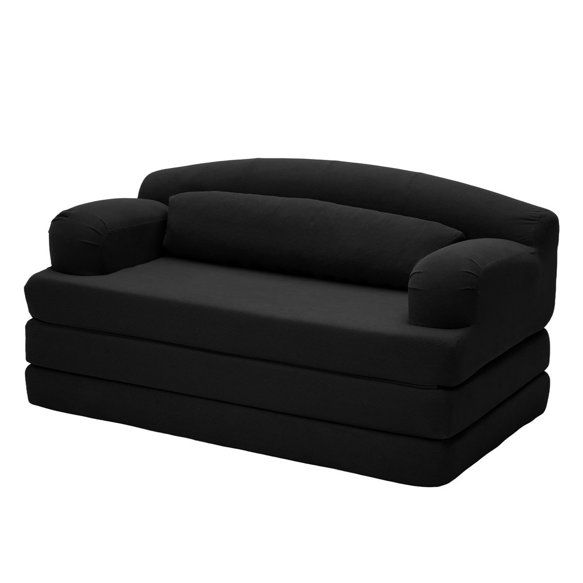 Corduroy Boneless Sofa Bed — 2-Seat, 57"W — Black