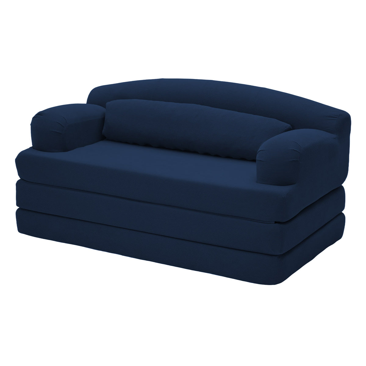 Corduroy Boneless Sofa Bed — 2-Seat, 57"W — Blue