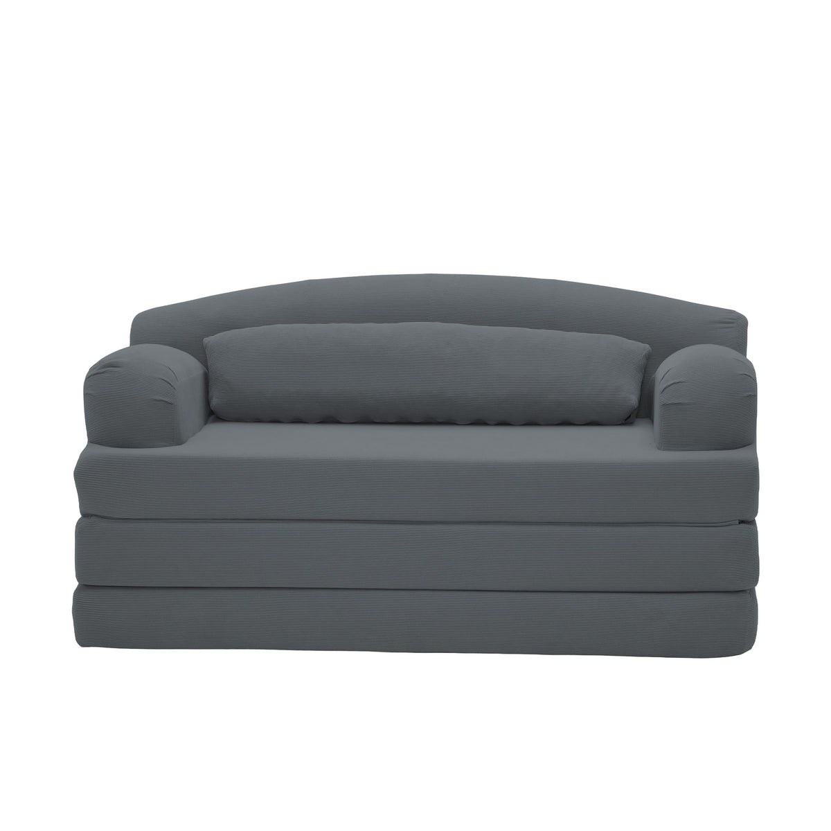 Corduroy Boneless Sofa Bed — 2-Seat, 57"W — Dark Gray