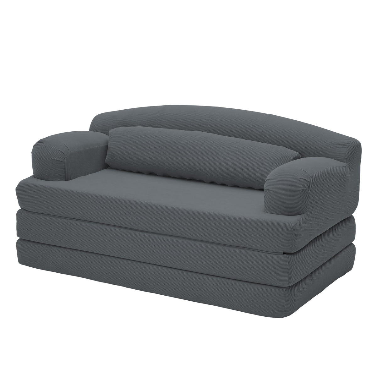 Corduroy Boneless Sofa Bed — 2-Seat, 57"W — Dark Gray