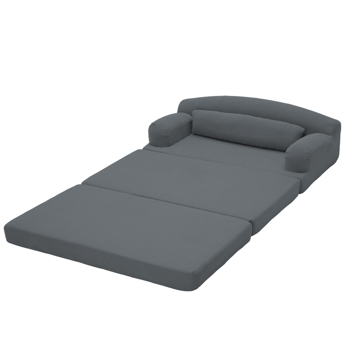 Corduroy Boneless Sofa Bed — 2-Seat, 57"W — Dark Gray
