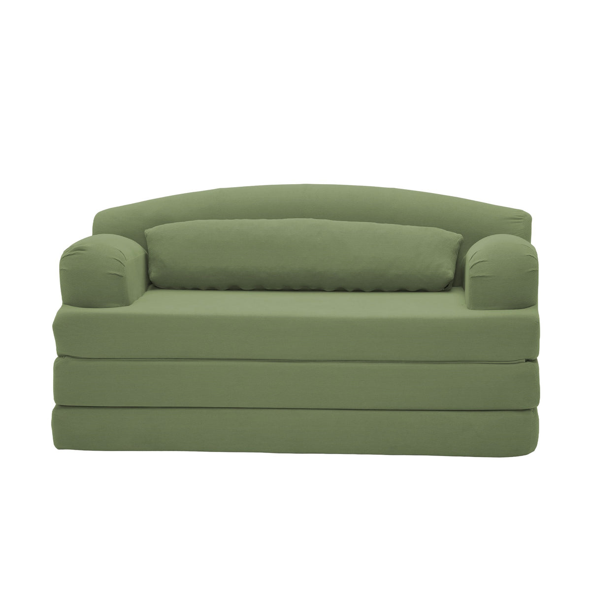 Corduroy Boneless Sofa Bed — 2-Seat, 57"W — Grayish Green