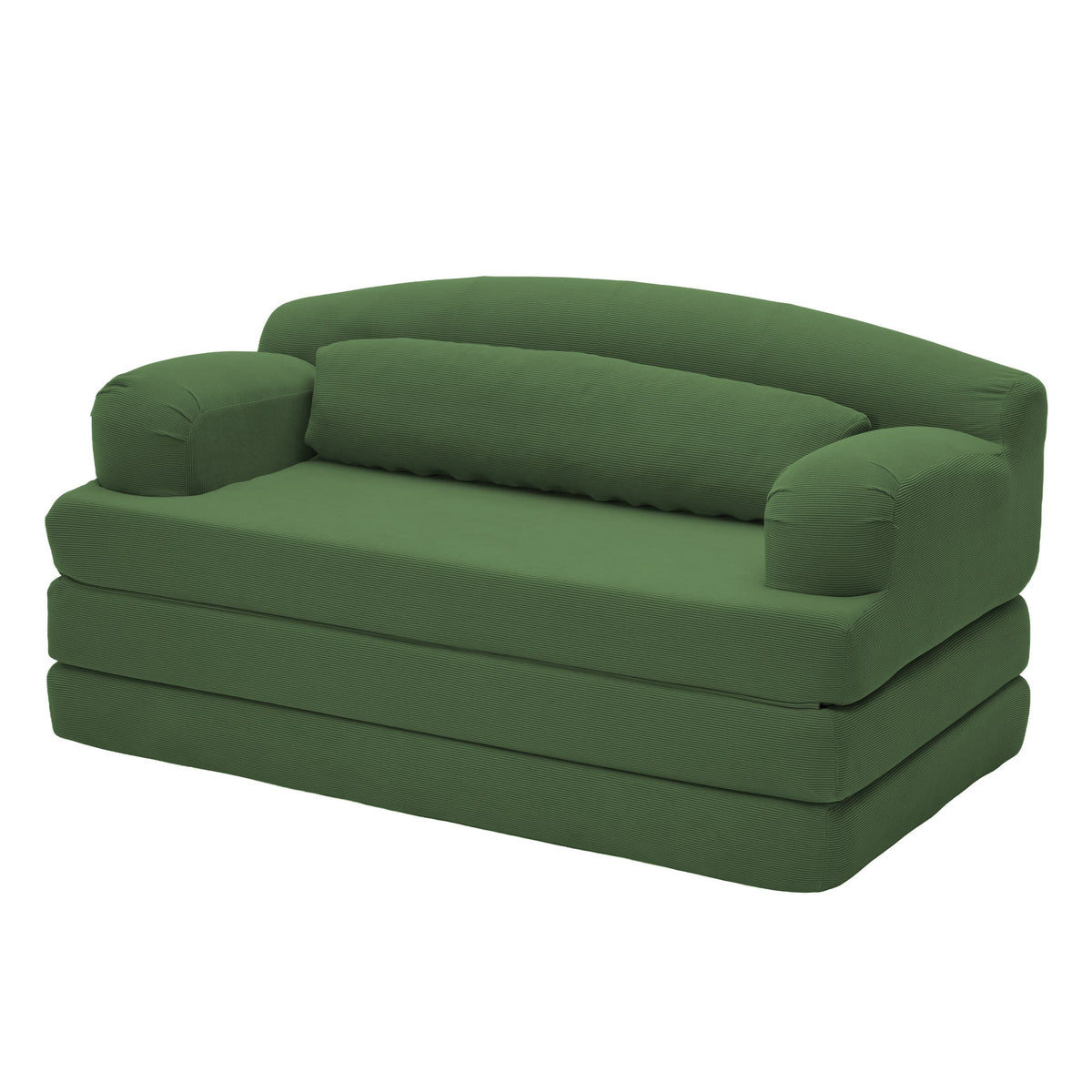 Corduroy Boneless Sofa Bed — 2-Seat, 57"W — Green