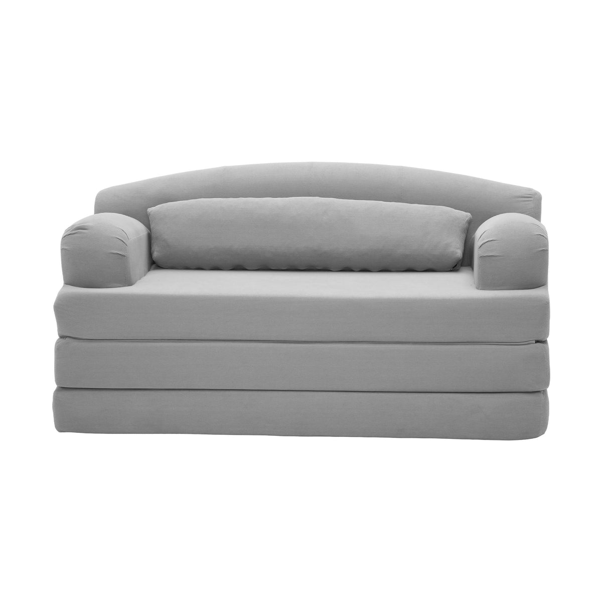 Corduroy Boneless Sofa Bed — 2-Seat, 57"W — Light Gray