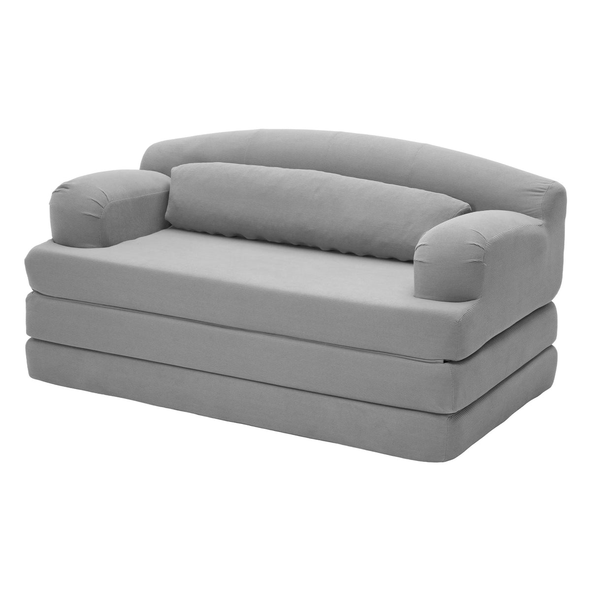 Corduroy Boneless Sofa Bed — 2-Seat, 57"W — Light Gray