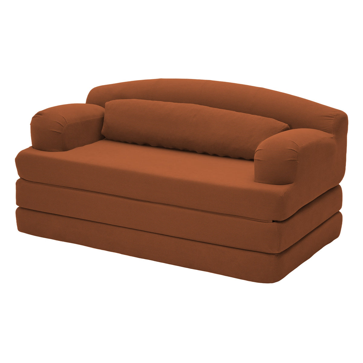 Corduroy Boneless Sofa Bed — 2-Seat, 57"W — Orange