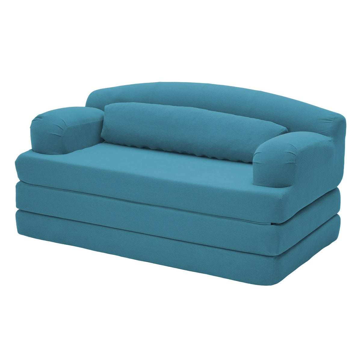 Corduroy Boneless Sofa Bed — 2-Seat, 57"W — Sky Blue