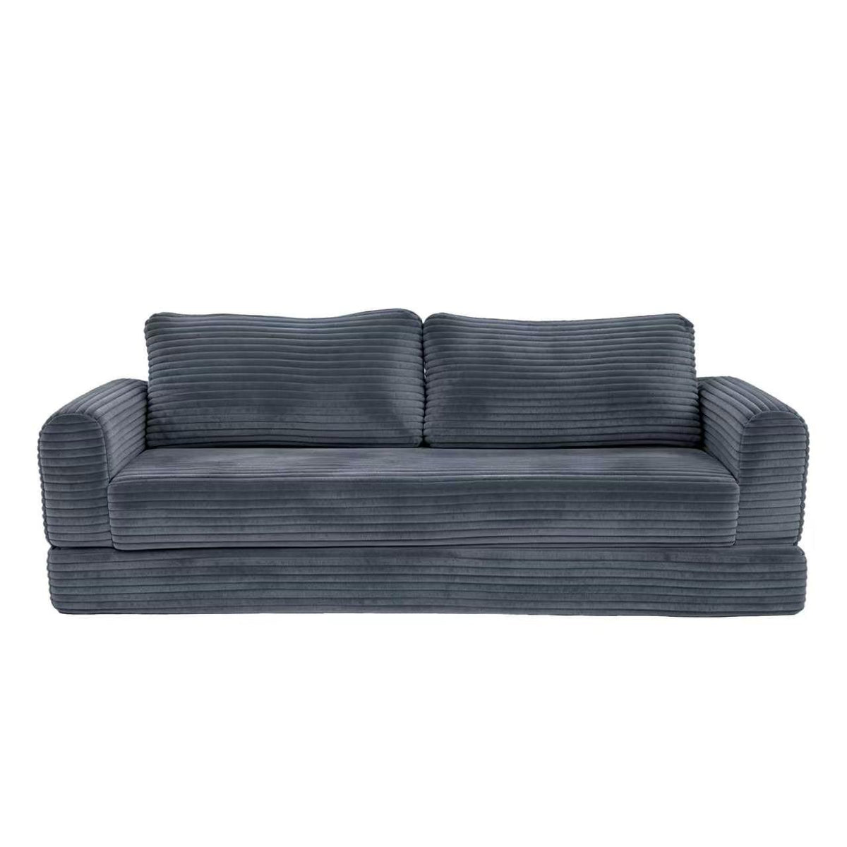 Corduroy Boneless Sofa Bed — 2-Seat, 76"W — Dark Gray