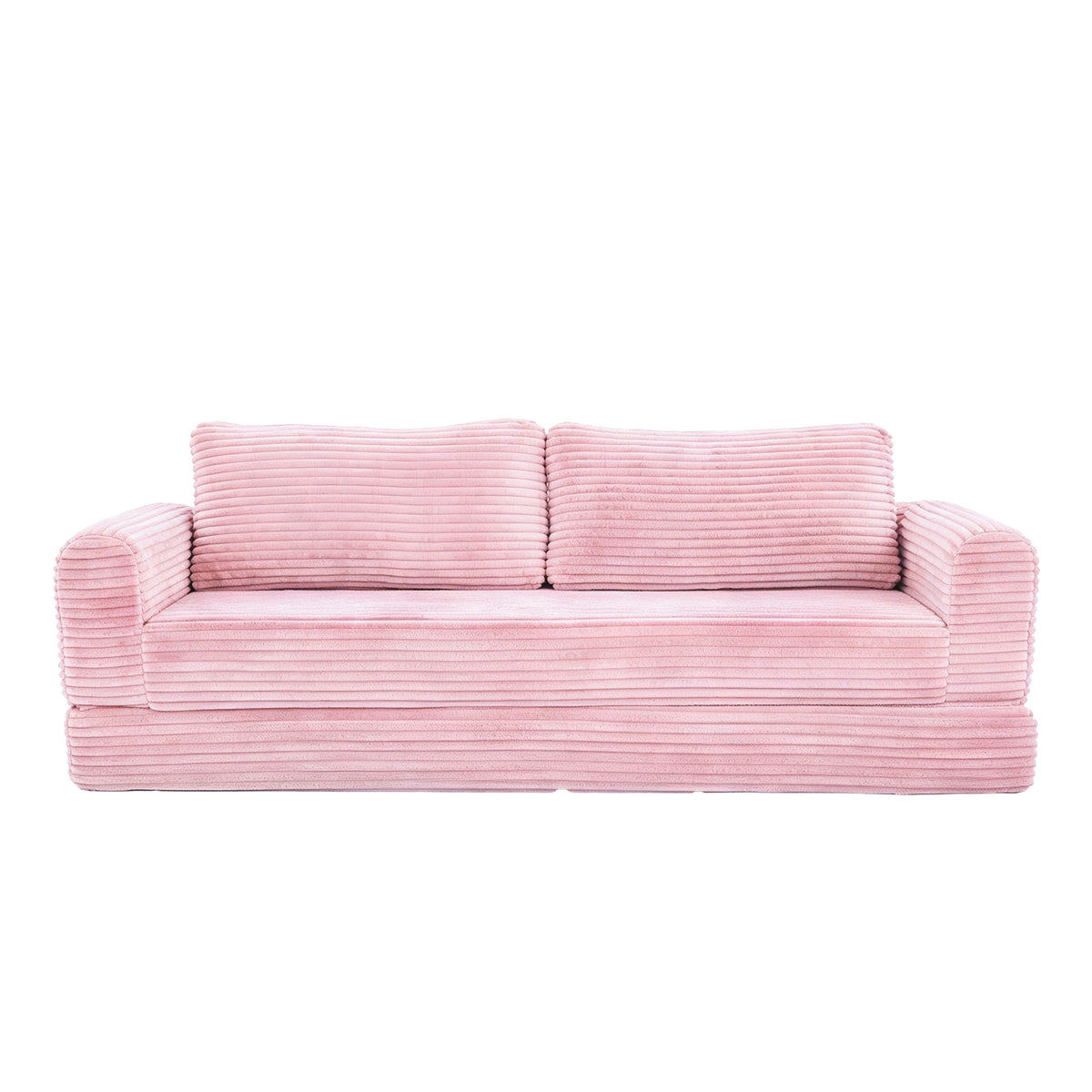 Corduroy Boneless Sofa Bed — 2-Seat, 76"W — Pink