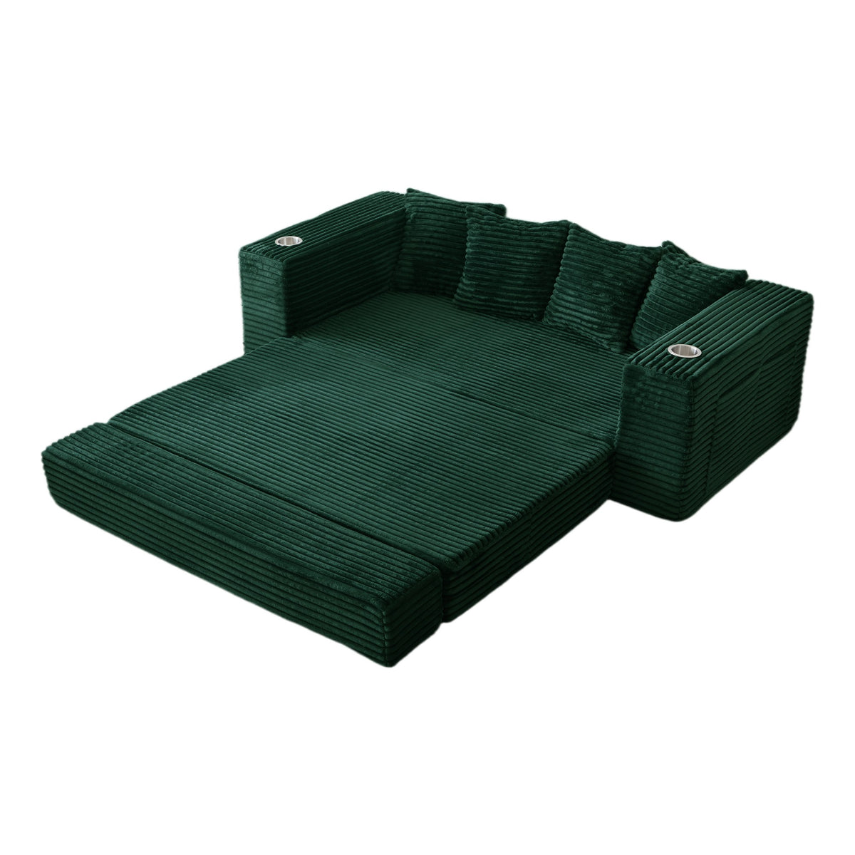 Corduroy Boneless Sofa Bed — 2-Seat, 79"W × 28"H — Green