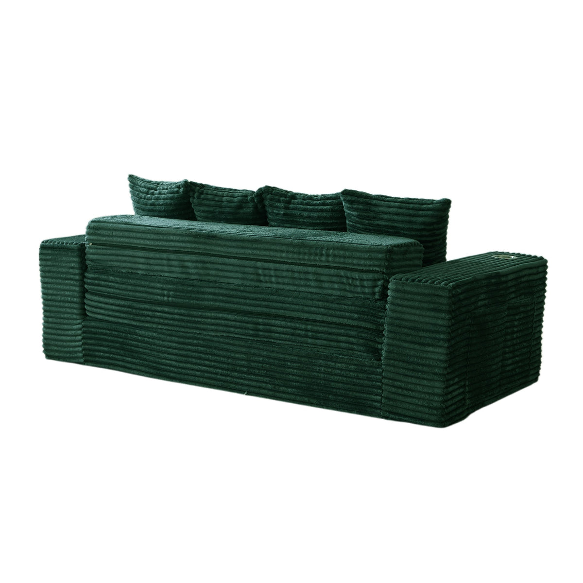 Corduroy Boneless Sofa Bed — 2-Seat, 79"W × 28"H — Green