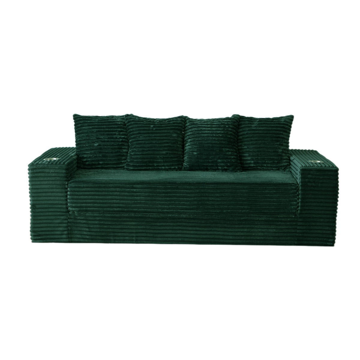 Corduroy Boneless Sofa Bed — 2-Seat, 79"W × 28"H — Green