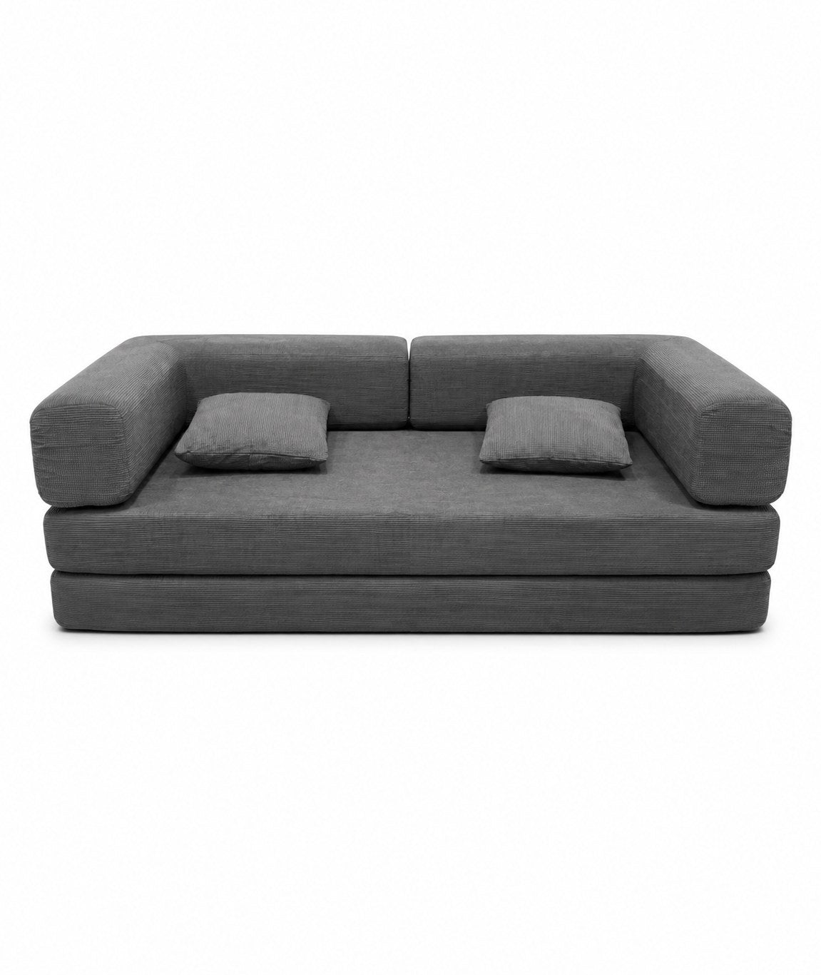 Antique Grey corduroy boneless sofa bed on a white background — Antique Grey