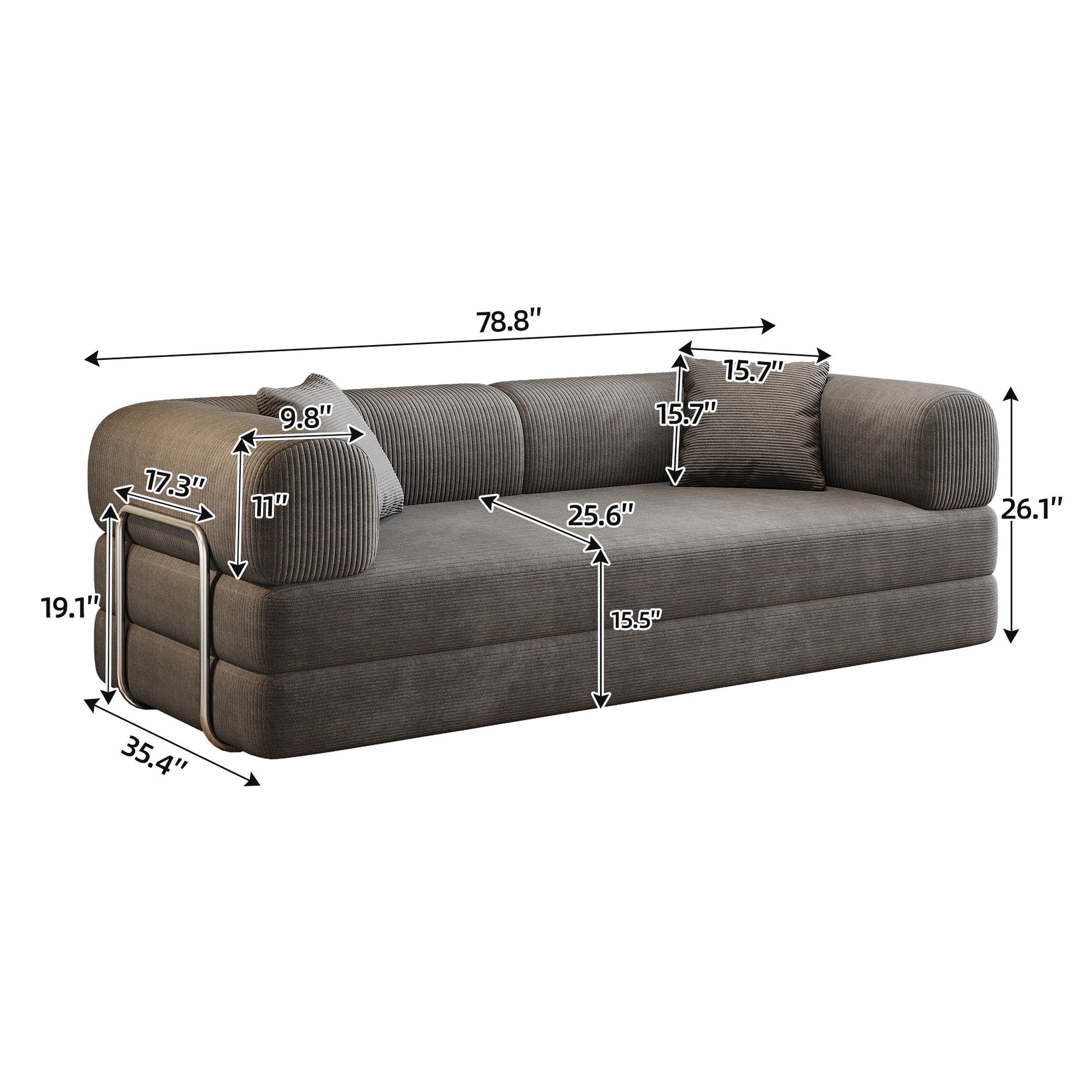 Dimensions: 78.8 in wide, 35.4 in deep, 26.1 in high, 70.9 in bed length — dimensions — Grey