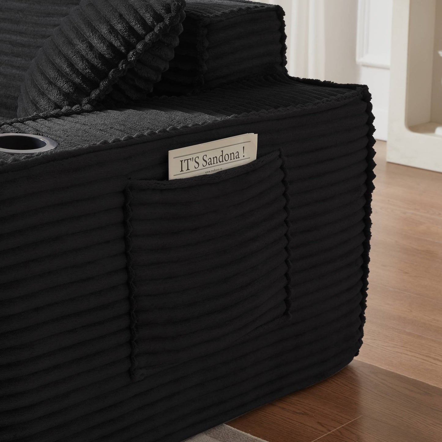 Corduroy Compression Sofa — 1/2/3-Seat — Black / 2-Seat