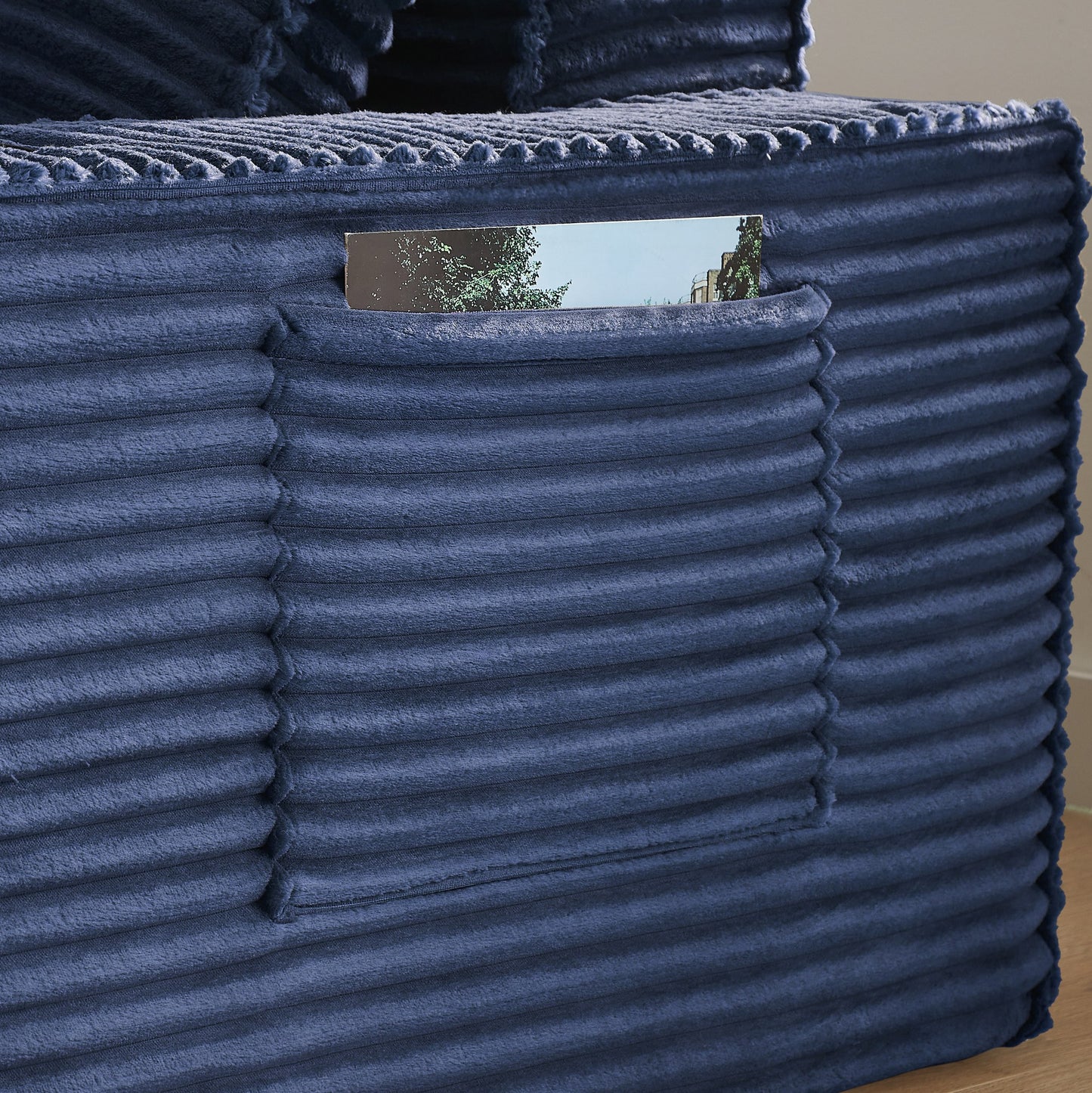 Corduroy Compression Sofa — 1/2/3-Seat — Blue / 1-Seat