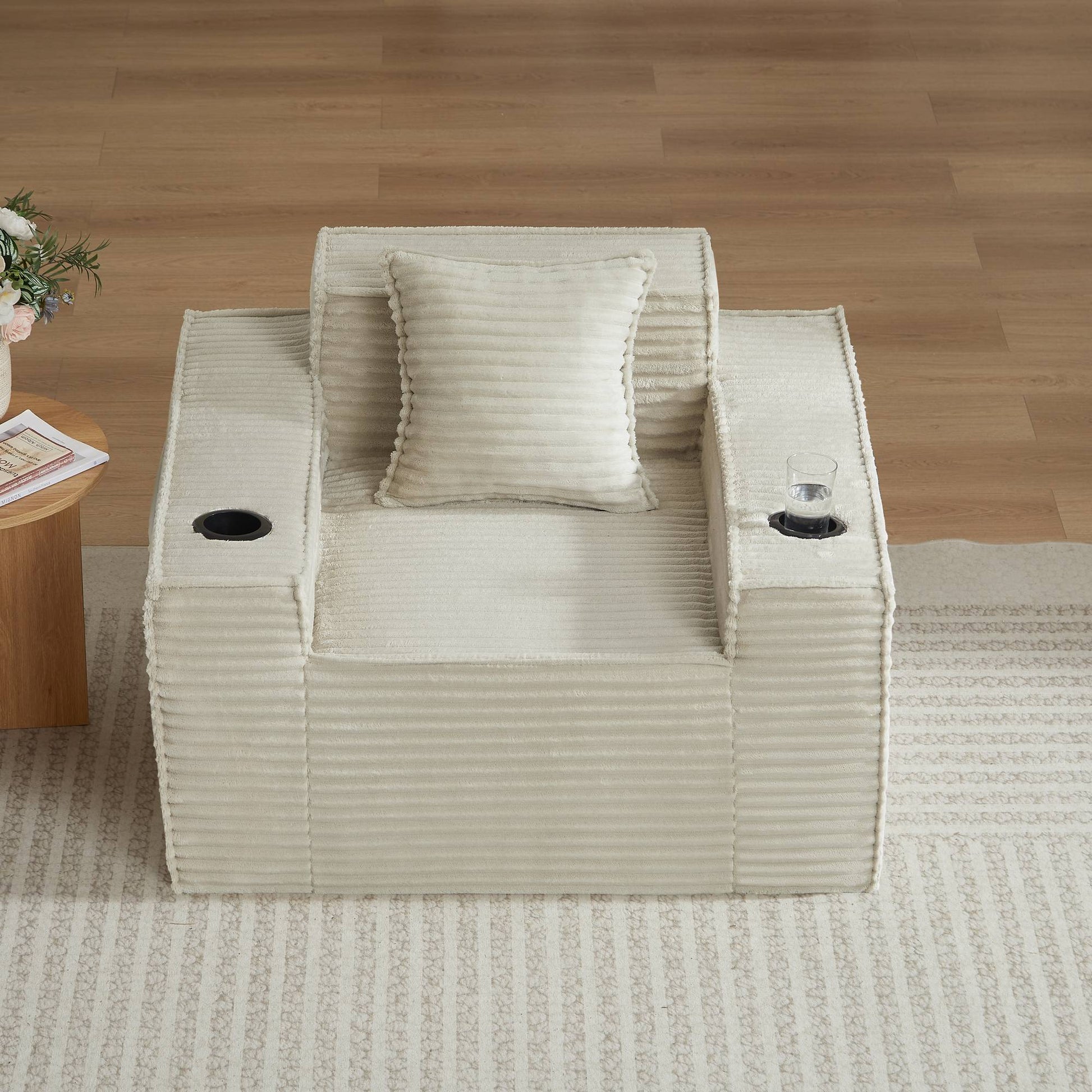 Corduroy Compression Sofa — 1/2/3-Seat — Camel / 1-Seat
