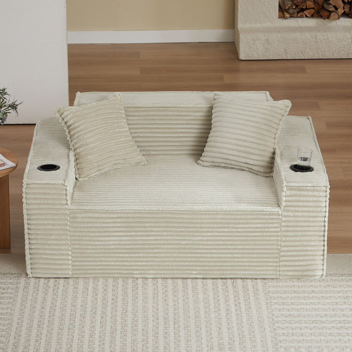 Corduroy Compression Sofa — 1/2/3-Seat — Camel / 2-Seat