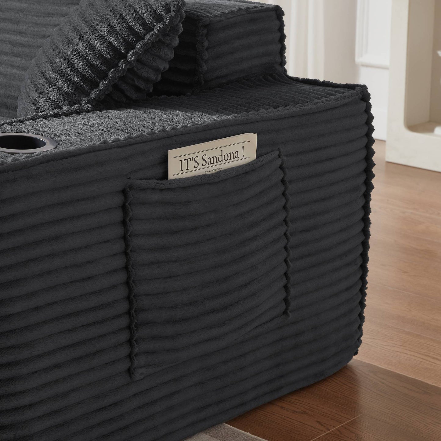 Corduroy Compression Sofa — 1/2/3-Seat — Dark Gray / 1-Seat