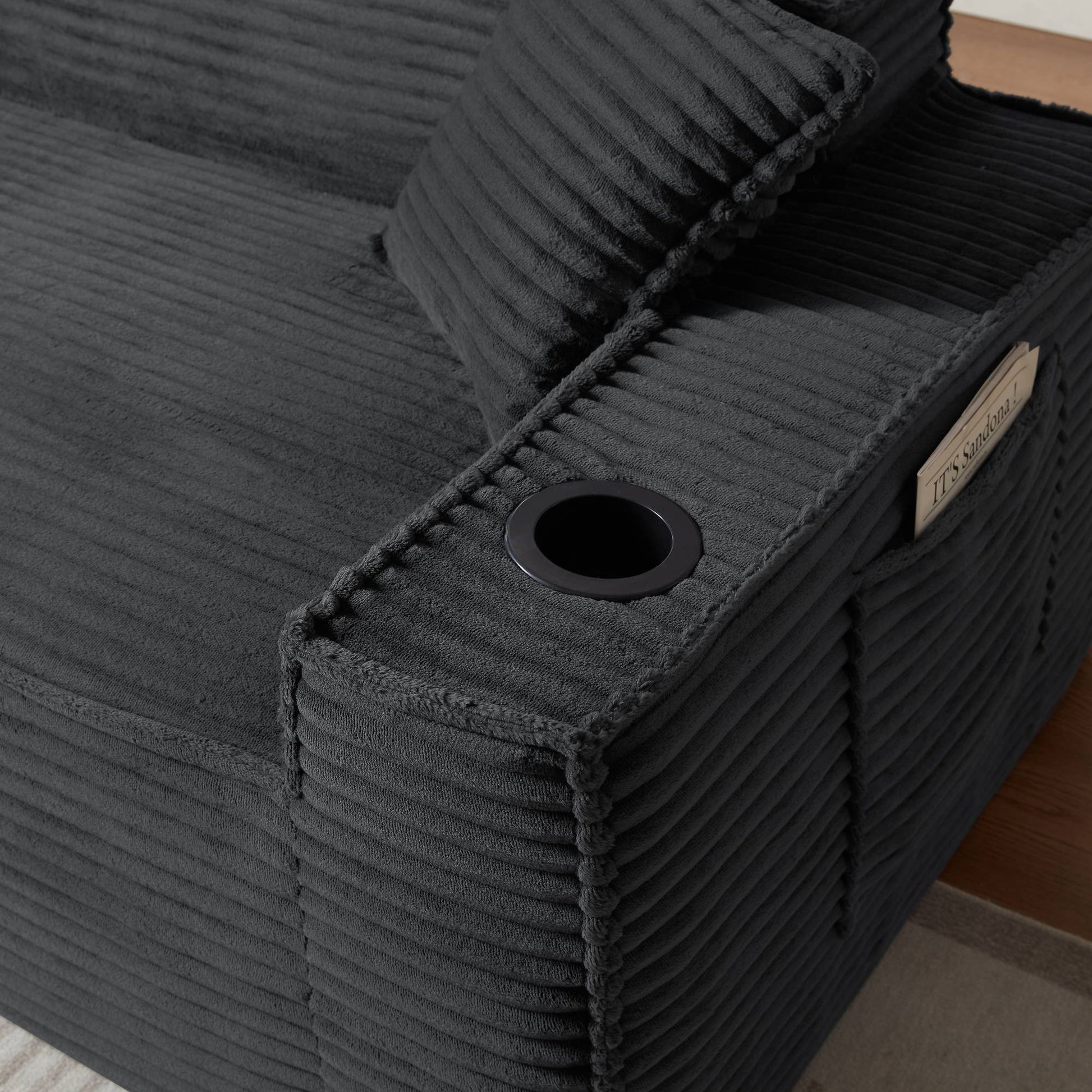 Corduroy Compression Sofa — 1/2/3-Seat — Dark Gray / 3-Seat