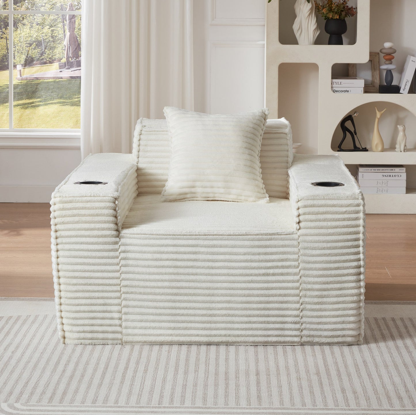Corduroy Compression Sofa — 1/2/3-Seat — White / 1-Seat