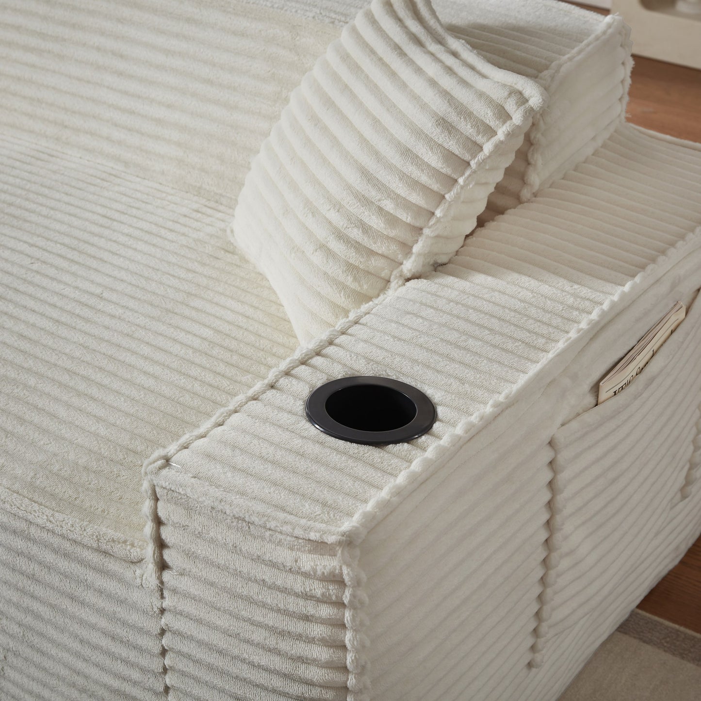 Corduroy Compression Sofa — 1/2/3-Seat — White / 1-Seat