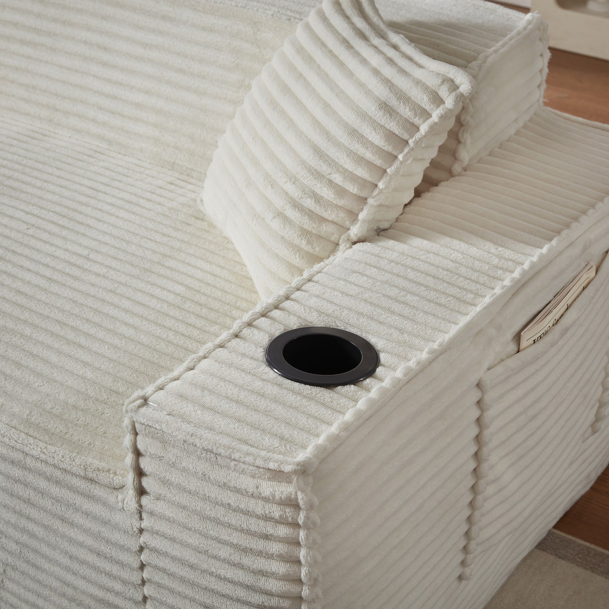 Corduroy Compression Sofa — 1/2/3-Seat — White / 1-Seat