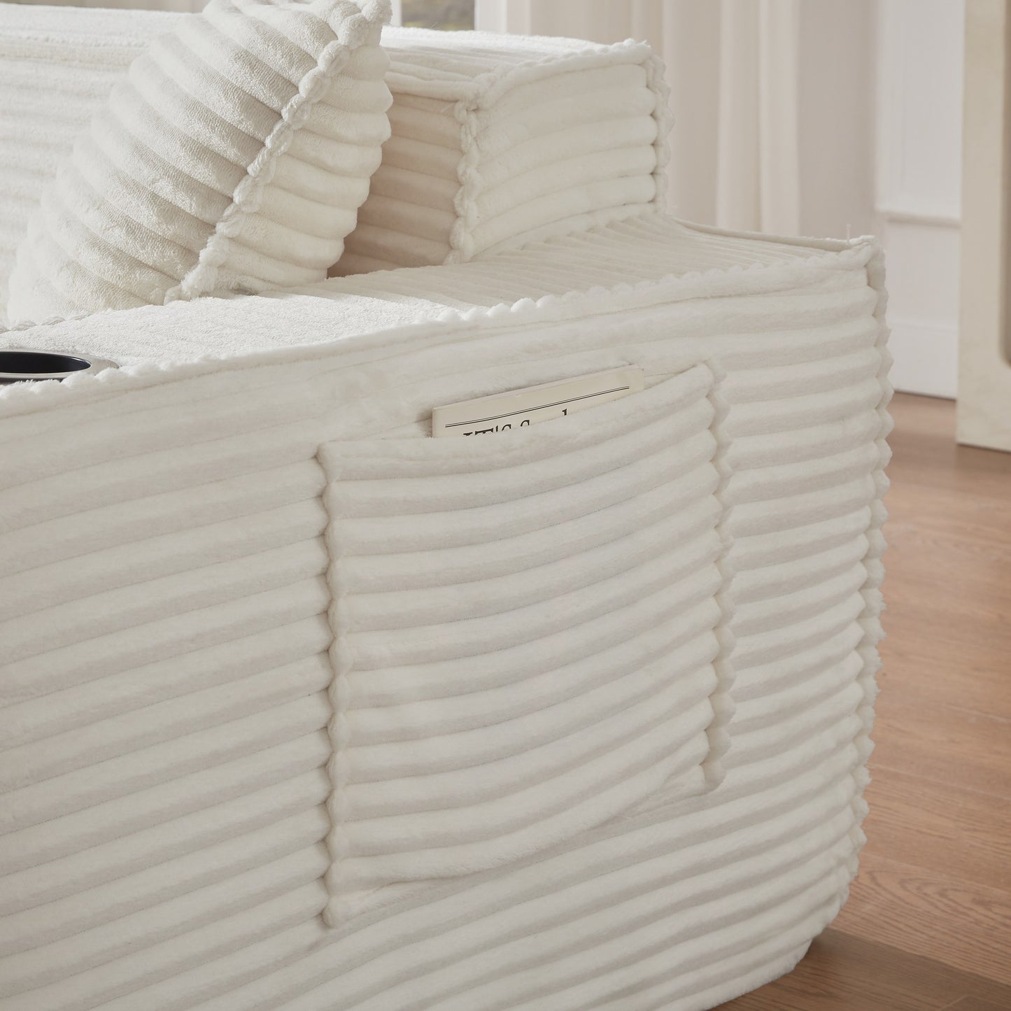 Corduroy Compression Sofa — 1/2/3-Seat — White / 1-Seat