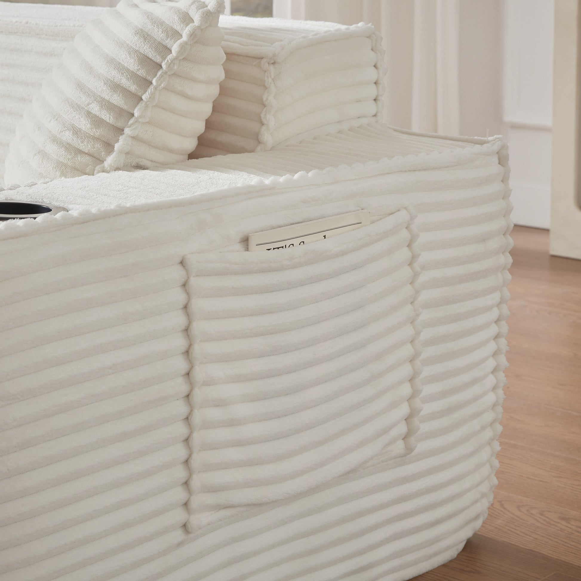Corduroy Compression Sofa — 1/2/3-Seat — White / 1-Seat
