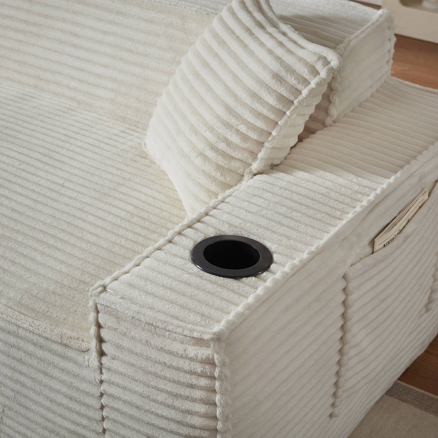 Corduroy Compression Sofa — 1/2/3-Seat — White / 3-Seat