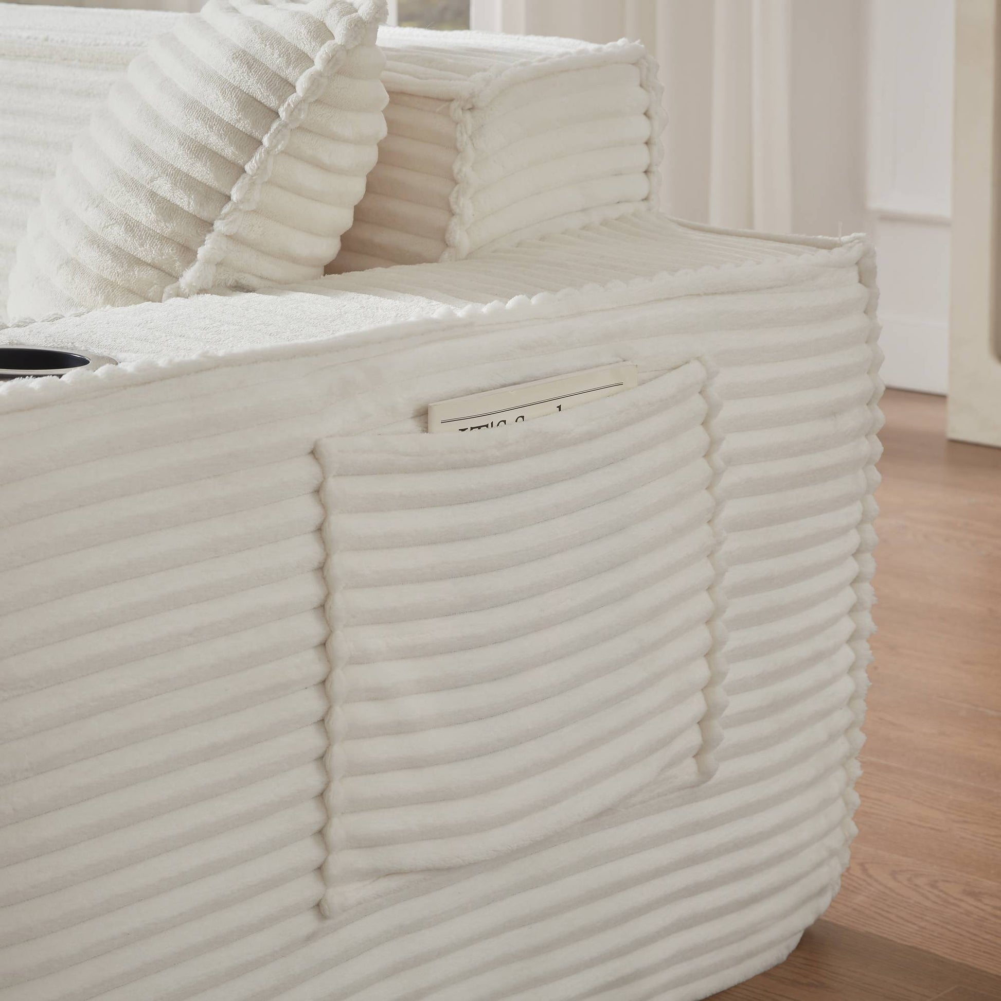 Corduroy Compression Sofa — 1/2/3-Seat — White / 3-Seat