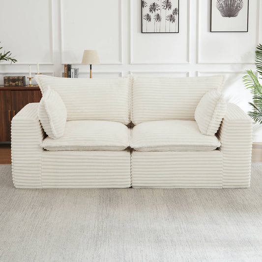 Corduroy Boneless Loveseat — 2-Seat, 79"W — White / 2-Seat