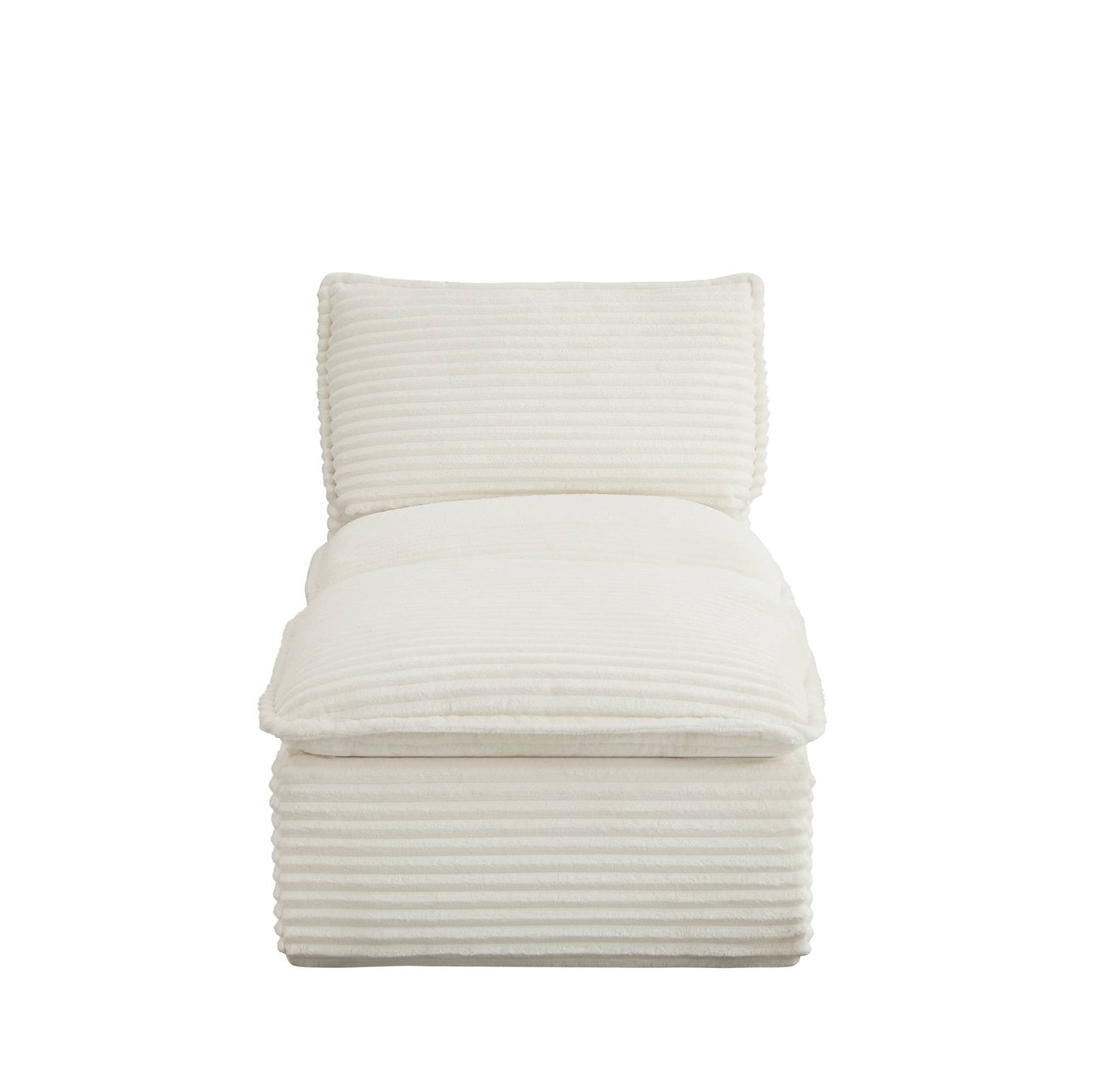 Corduroy Compression Sofa — 2/4/6-Seat — White / Armless + Ottoman
