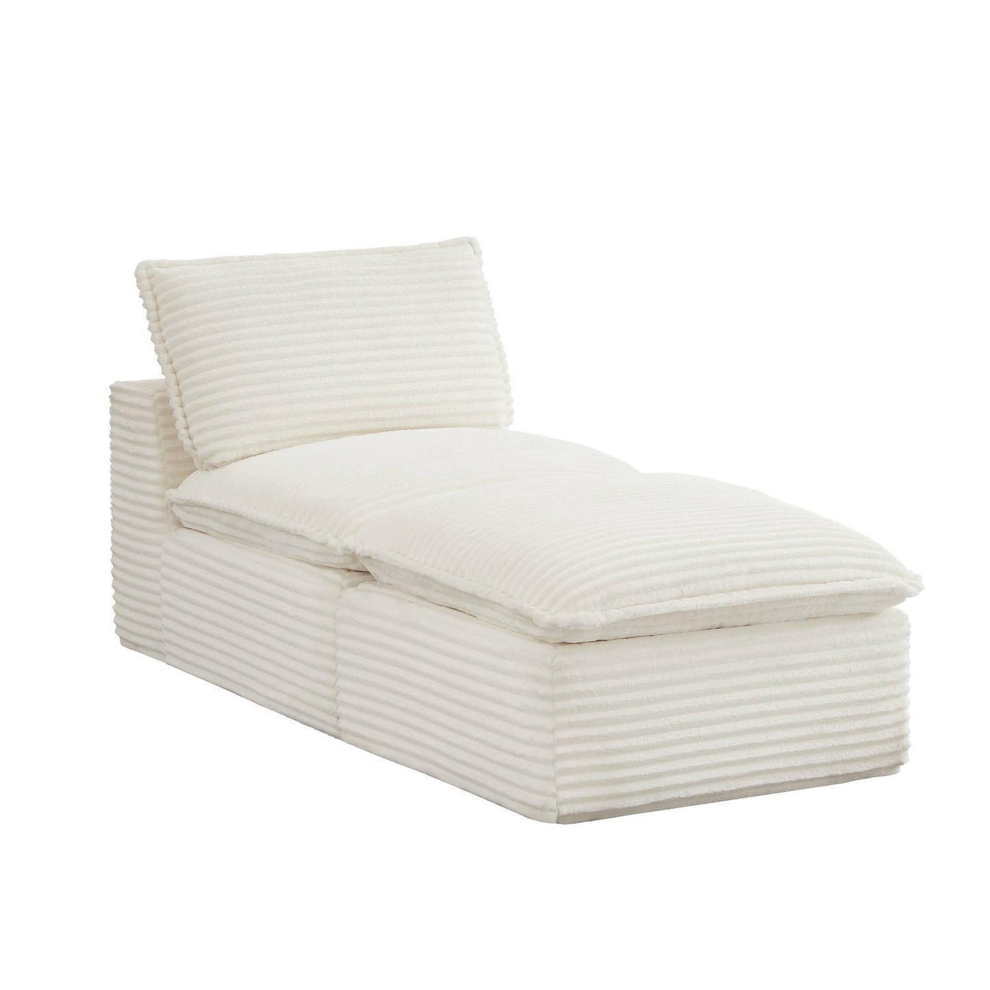 Corduroy Compression Sofa — 2/4/6-Seat — White / Armless + Ottoman
