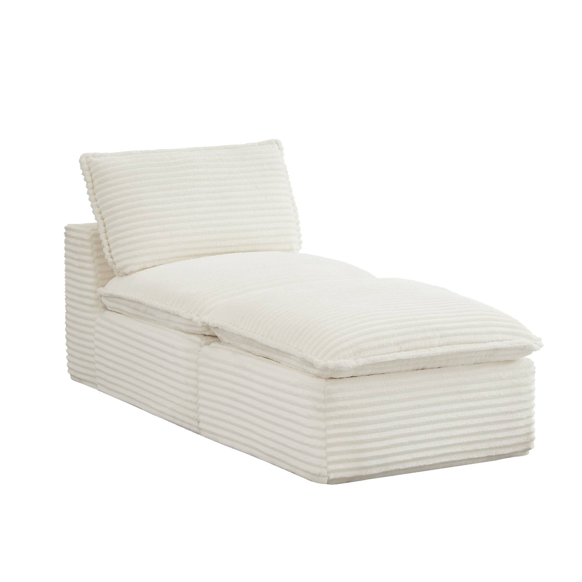 Corduroy Compression Sofa — 2/4/6-Seat — White / Armless + Ottoman