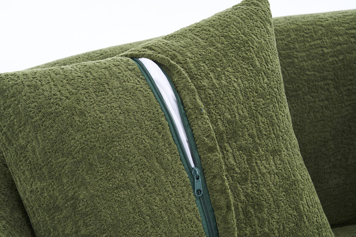 Chenille Spring-Core Compression Sectional — 4-Seat, 99"W — Antique Green