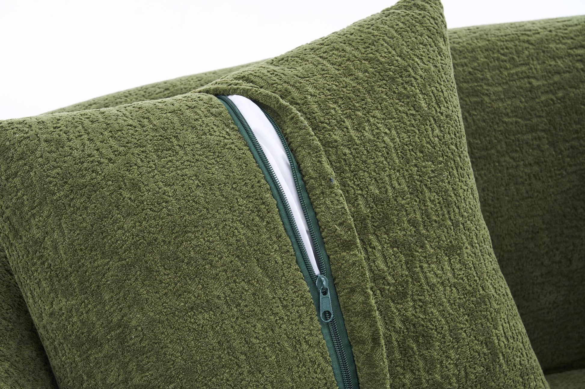 Chenille Spring-Core Compression Sectional — 4-Seat, 99"W — Antique Green