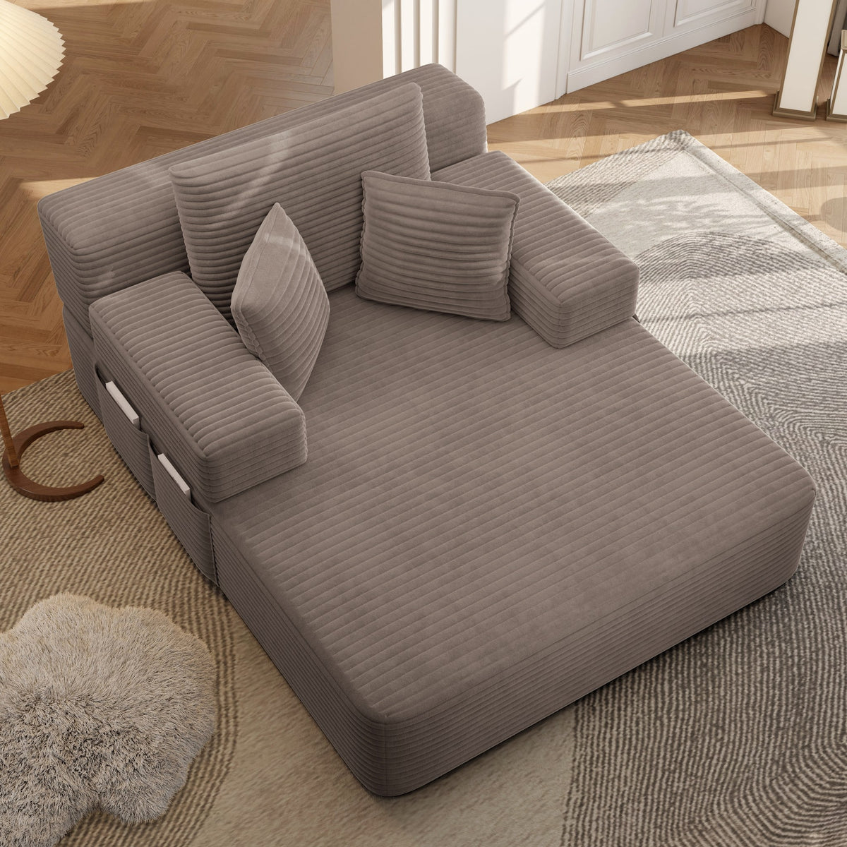 Coffee fabric boneless couch, 1 piece, shown in a furnished room set — Coffee / 1 Piece